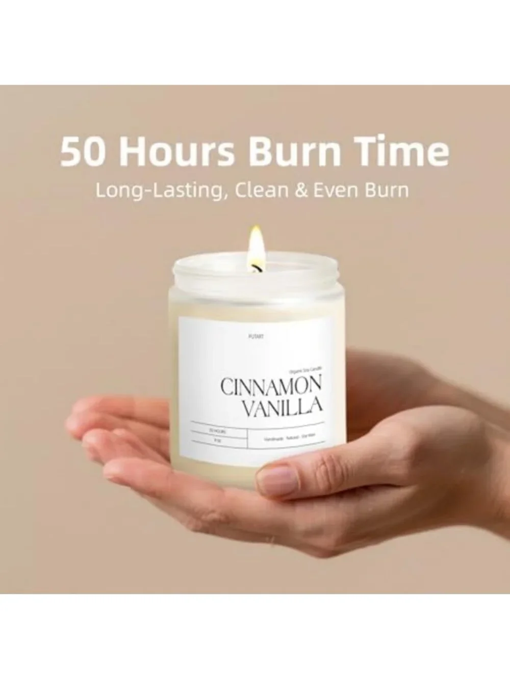 Cozy Cinnamon Vanilla Scented Soy Candle - 9oz Non-Toxic Home Fragrance